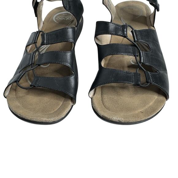 Abeo Brook Neutral Low Heel Leather Sandals in Black Womens Size 8N - Picture 5 of 11